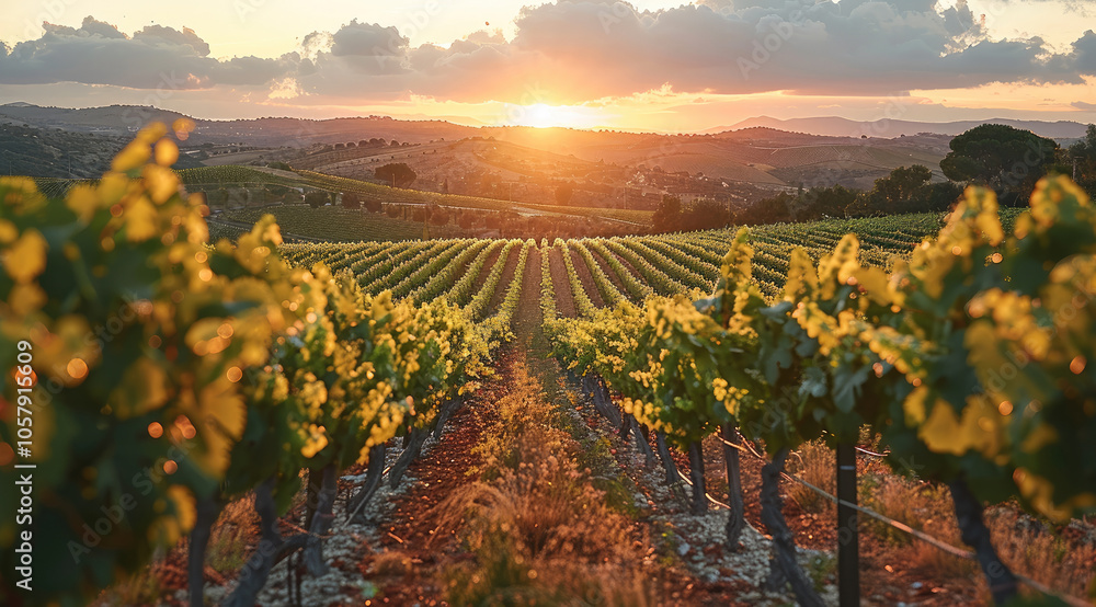 Fototapeta premium Beautiful vineyard. Travel, Landscape of vineyards in the wine country.
