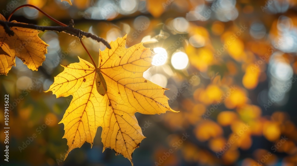 Yellow maple leaf in autumn sunlight Yellow maple leaf in autumn sunlight