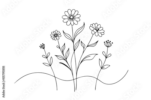 Wildflower Line Art Simple and Stunning Floral Illustrations