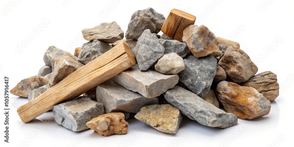 Earthy Harmony Closeup of Natural Rocks and Wooden Sticks on White, Tranquil Nature Elements, Rustic Decor, Minimalist Composition Earthy Harmony Closeup of Natural Rocks and Wooden Sticks on White, Tranquil Nature Elements, Rustic Decor, Minimalist Composition