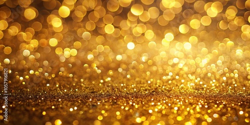 Golden Glitter Elegance Close-Up Macro View of Shimmering Gold Sparkles with Bokeh Lights - Festive Luxury Background for Celebratory Designs