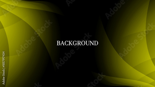Black abstract background with yellow overlay texture and gradient shades, folds shape