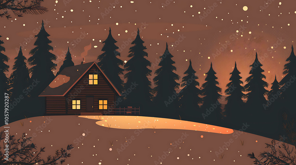 Naklejka premium A cozy cabin in the woods. The perfect place to relax and escape the hustle and bustle of everyday life.