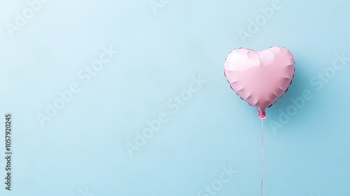 Wallpaper Mural Romantic Pink Heart Balloon on Pastel Blue Background Torontodigital.ca