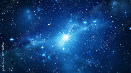 Blue shining star in the deep space.