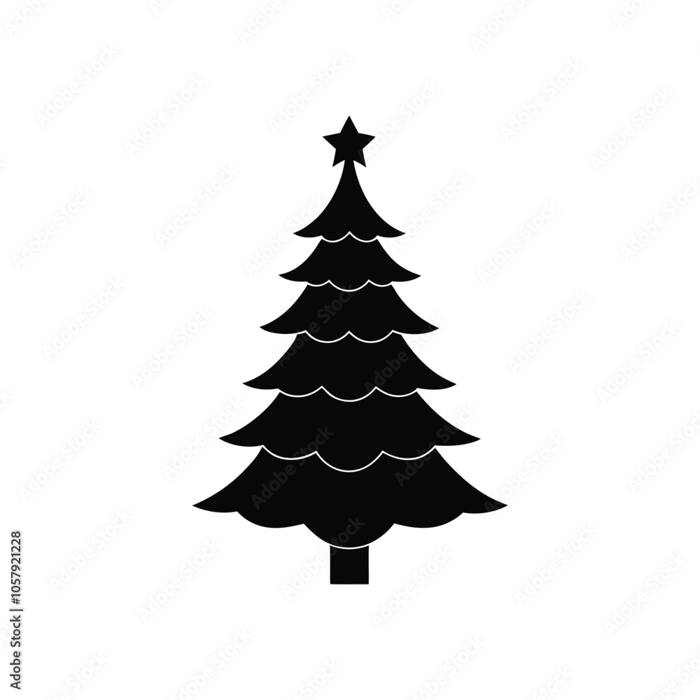 Obraz premium Black Christmas Tree Silhouette Vector 