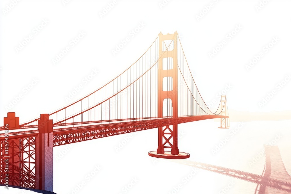 graphic image of the golden gate bridge in the haze