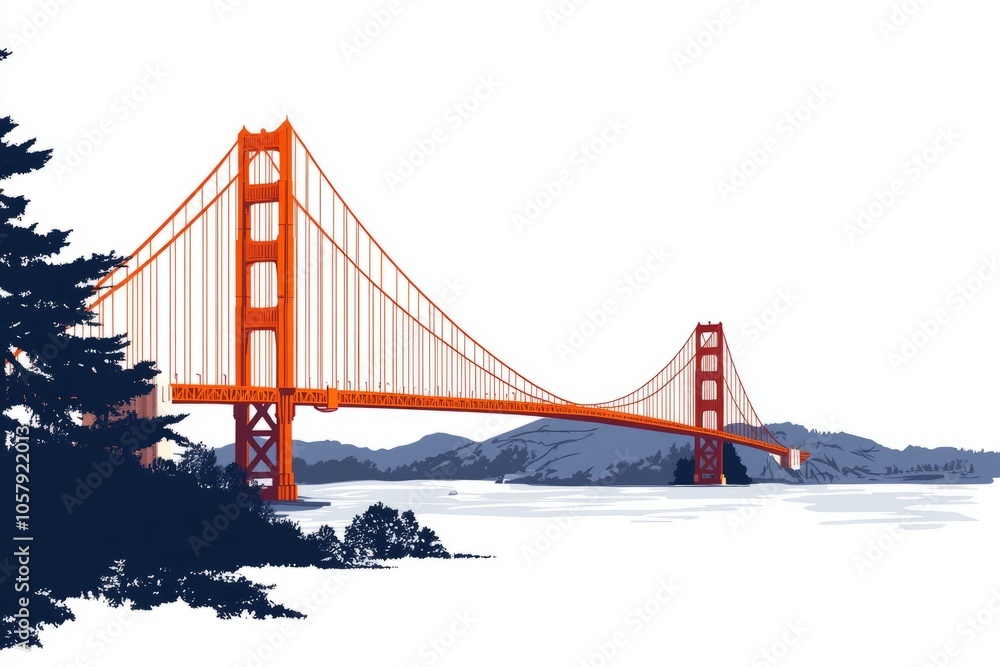 Fototapeta premium graphic image of the golden gate bridge in the haze