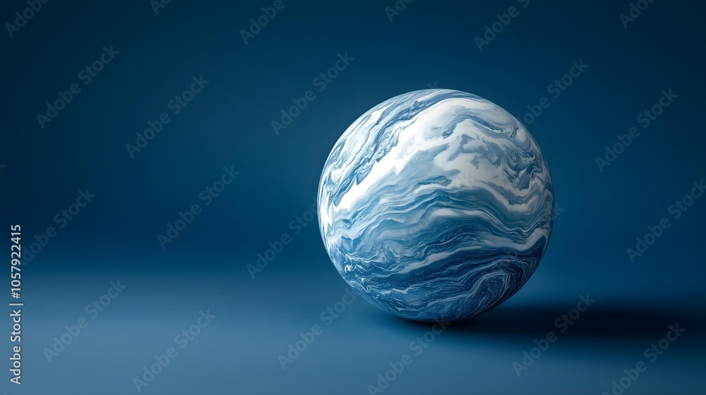 3d blue and white marble sphere on a minimalist blue background polished marble material 3d blue and white marble sphere on a minimalist blue background polished marble material