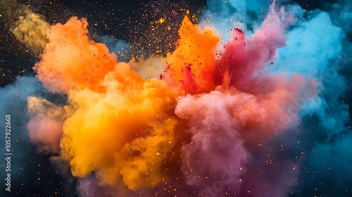 A colorful illustration of a rainbow colored explosion