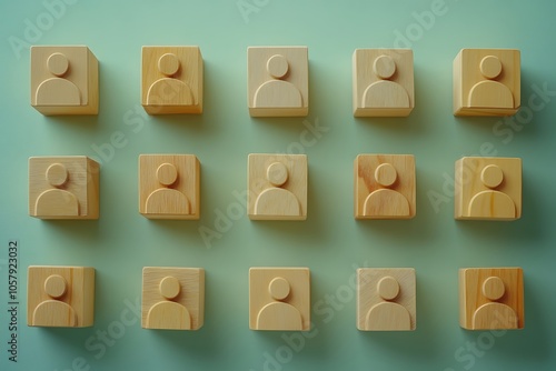 Organized Wooden Blocks with Person Symbols