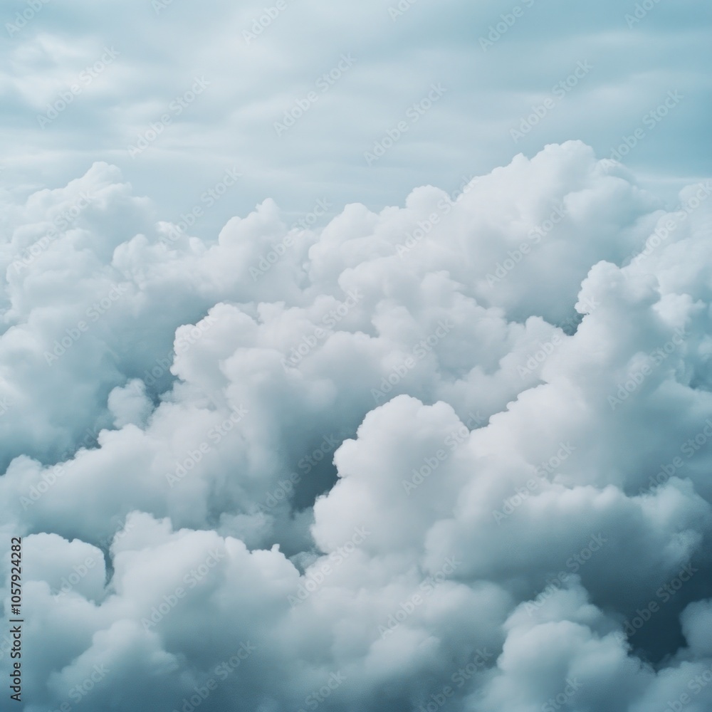 A serene view of fluffy, white clouds in a blue sky. A serene view of fluffy, white clouds in a blue sky.