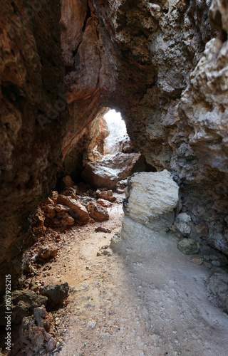 beautiful view of the entrance to the cave photo