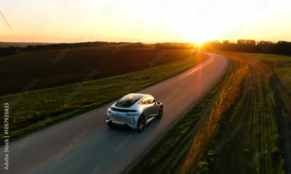 electric dreams: a self driving car journeys through nature's sunset electric dreams: a self driving car journeys through nature's sunset