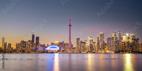 Toronto city skyline at night, Ontario, Canada