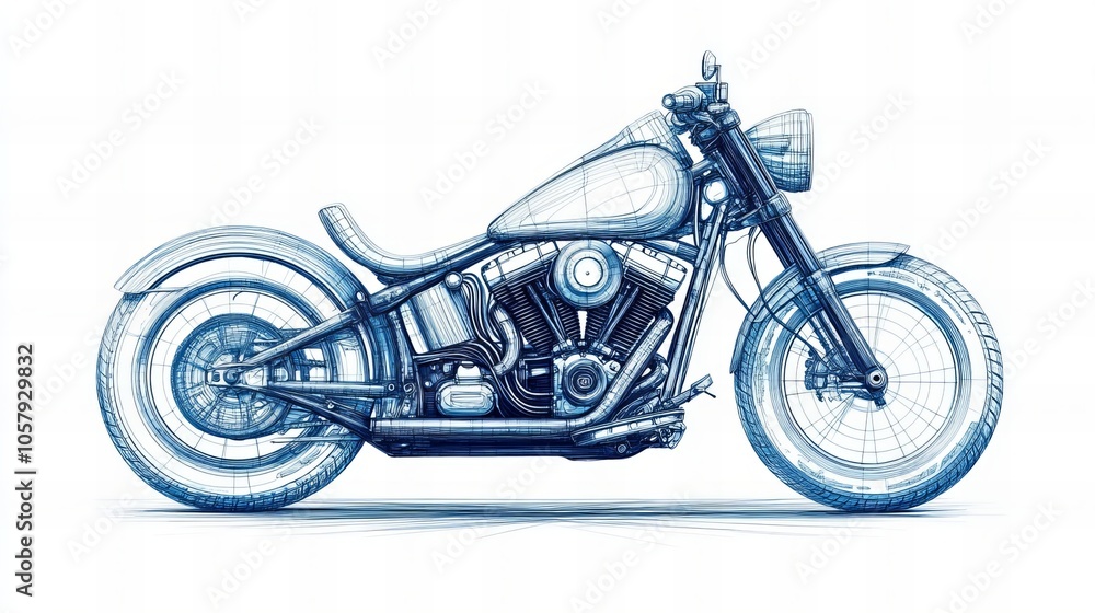 blueprint sketch of a motorcycle isolated on white blueprint sketch of a motorcycle isolated on white