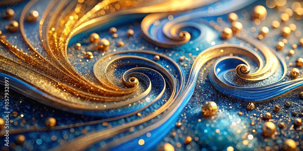 Dreamy Golden Swirls Abstract Luxury Background with Elegant Spirals and Shimmering Metallic Elements, Festive Blue Backdrop - Sophisticated Art for Decor, Marketing, Design Dreamy Golden Swirls Abstract Luxury Background with Elegant Spirals and Shimmering Metallic Elements, Festive Blue Backdrop - Sophisticated Art for Decor, Marketing, Design