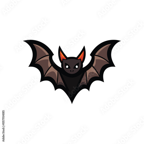 Black silhouette Halloween bat color icon vector illustration on white background. 