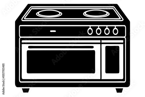 Stove Flat Design Appliance silhouette black vector illustration