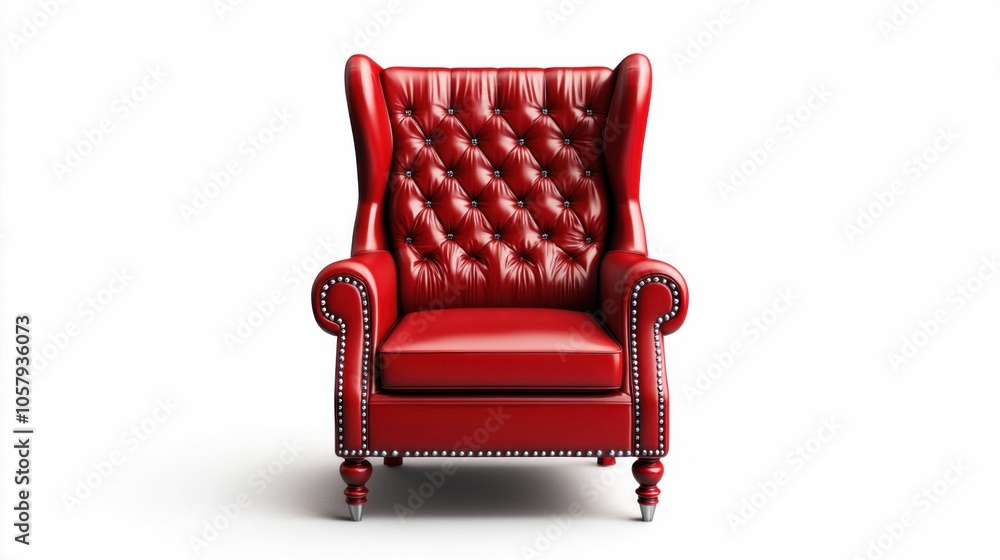 Luxurious Red Tufted Armchair with Classic Design Luxurious Red Tufted Armchair with Classic Design