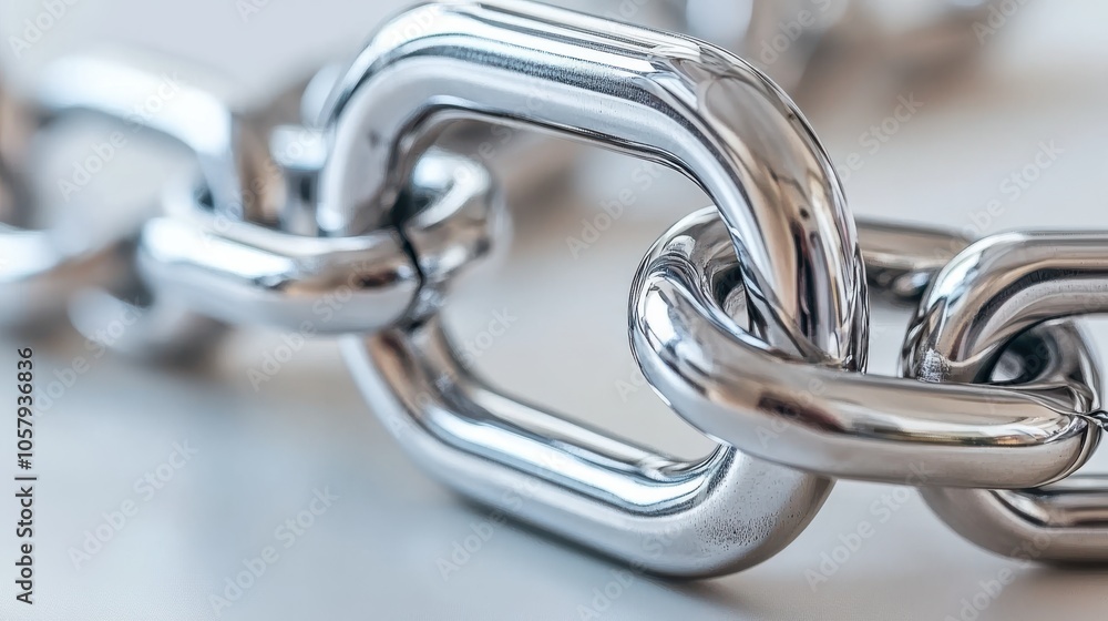 A gleaming silver chain rests elegantly on a light backdrop, embodying grace and simplicity in design. A gleaming silver chain rests elegantly on a light backdrop, embodying grace and simplicity in design.