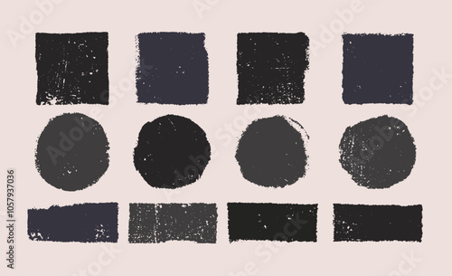 Big set of grunge post Stamps. Circle, square and rectangle banners, Insignias , Logos, Icons, Labels and Badges. Vector seals and stamps distress textures. Collection of blank shapes.