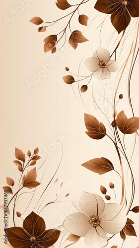 Delicate floral composition featuring soft leaves and a single blossom in mut...