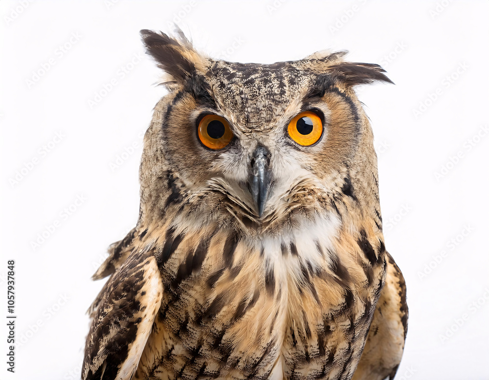 Fototapeta premium A majestic owl with piercing yellow eyes and detailed feathers
