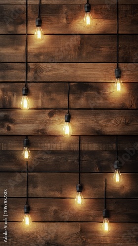 String lights illuminate wooden wall in warm and inviting setting for cozy at...