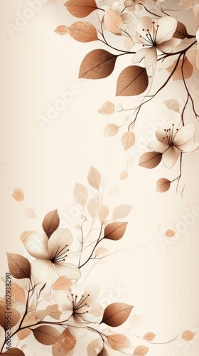 Delicate floral composition featuring soft leaves and a single blossom in mut...