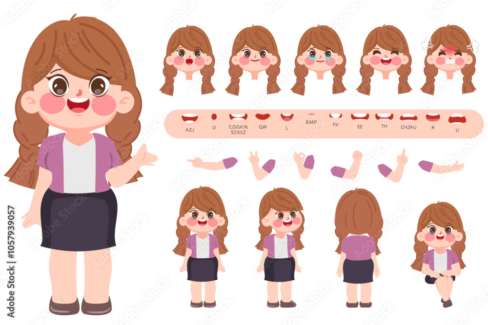 Character businesswoman creation design for Animation cartoon flat design. illustration vector premium.
Character businesswoman creation design for Animation cartoon flat design. illustration vector premium.