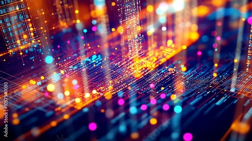 Wallpaper Mural A digital rendering of a city made of glowing lines and dots Torontodigital.ca