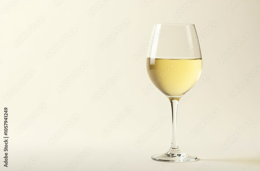 White wine in an elegant glass on a light background. There is space for text on the left. White wine in an elegant glass on a light background. There is space for text on the left.