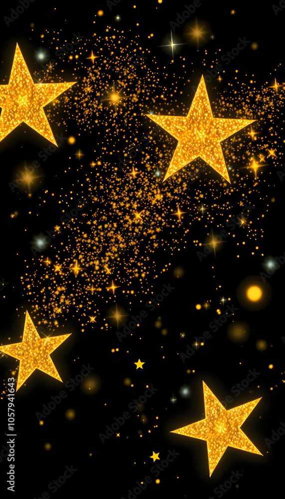 Golden holiday glitter and sparkling overlay, stars and magic glow texture on black background, gold star dust particles for luxury and glamour designs isolated with white highlights, png Golden holiday glitter and sparkling overlay, stars and magic glow texture on black background, gold star dust particles for luxury and glamour designs isolated with white highlights, png