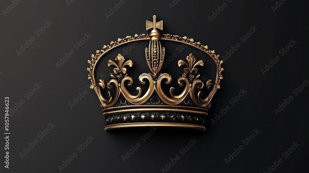 Golden Crown on Black Background Golden Crown on Black Background