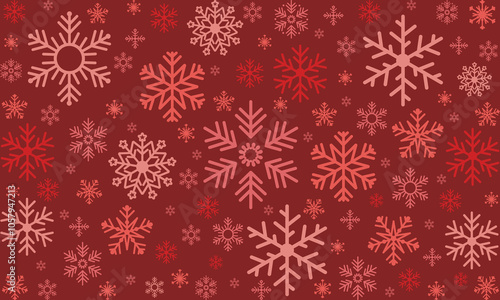 Festive red snowflake pattern, vector illustration.