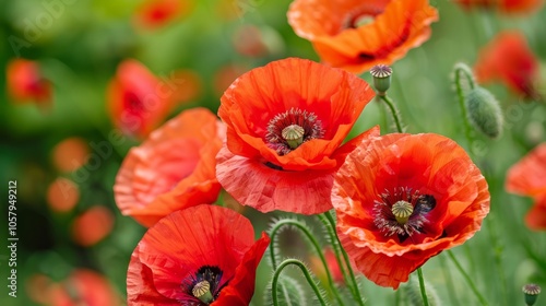 Poppy flowers are vibrant and colorful blooms that are commonly known for their delicate petals and striking appearance. 