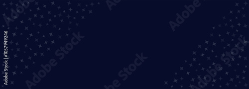 Vector dark blue background with stars. Sparse snowfall Christmas background. Mystical Symmetrical frame with rhombuses with copy space.