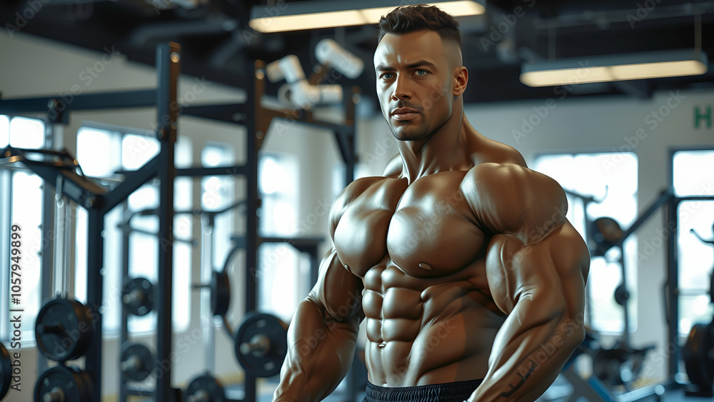 bodybuilder posing. Beautiful sporty guy male power. Fitness muscled man bodybuilder posing. Beautiful sporty guy male power. Fitness muscled man