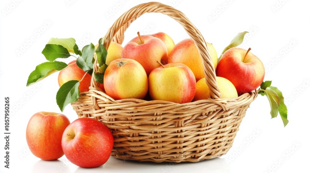 Bright apple basket with red and yellow apples Bright apple basket with red and yellow apples