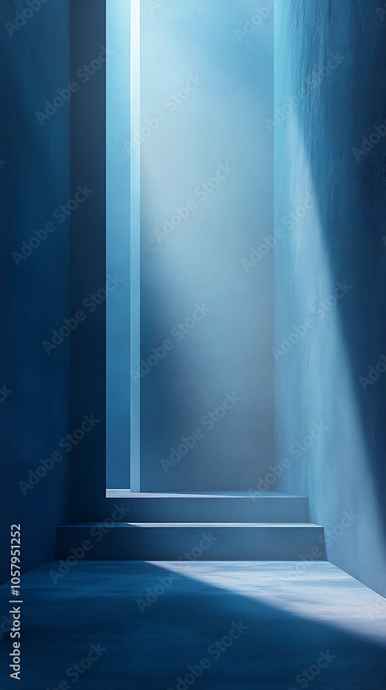 Obraz premium Blue abstract design featuring minimalist flowing wave texture for a tranquil background