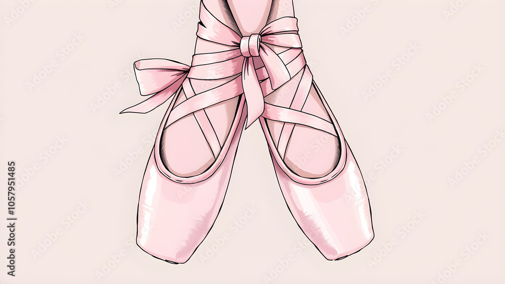 Pair of ballet shoes illustration. Generative AI