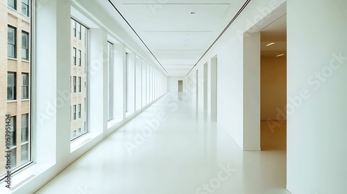 Wallpaper Mural Modern Minimalistic Concrete Coworking Office room with Blank Walls, High Ceilings,and Mockup Frame Torontodigital.ca