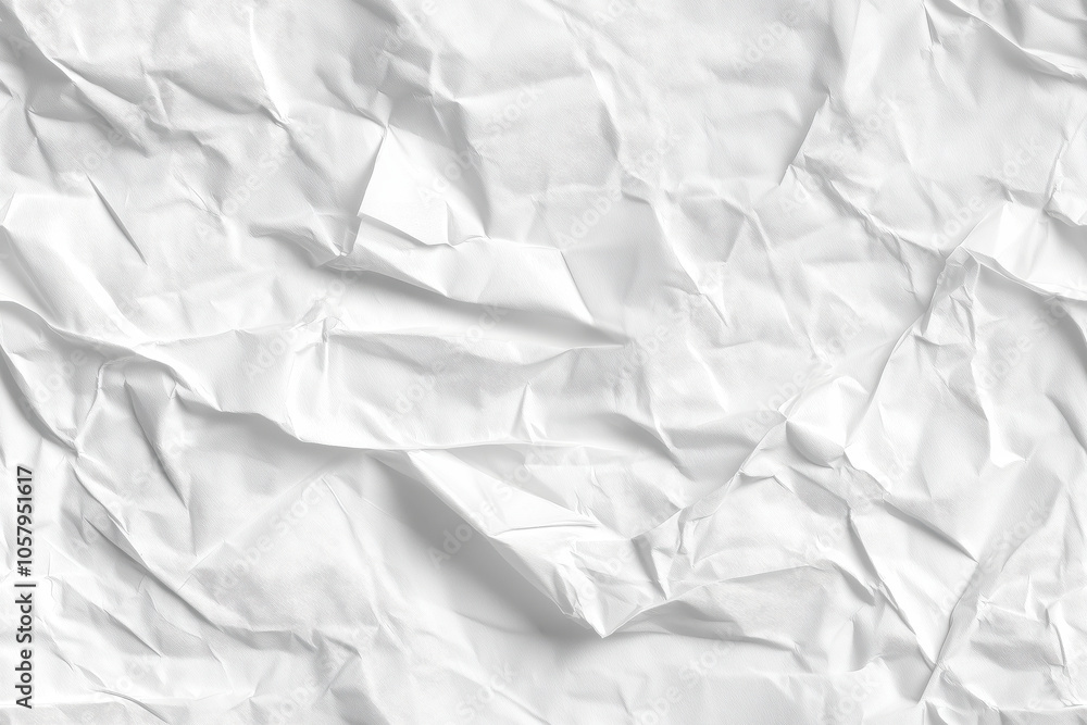 Obraz premium Textura abstrata de papel amassado e superfícies onduladas em tons de branco, estilo minimalista, criado por IA generativa.