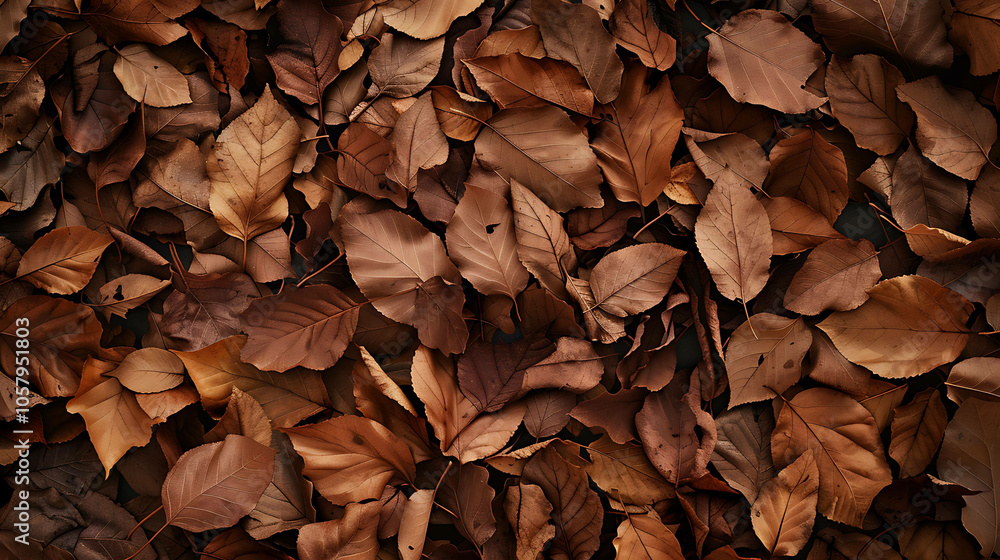 A stunningly detailed photo of a pile of brown and orange autumn leaves. A stunningly detailed photo of a pile of brown and orange autumn leaves.