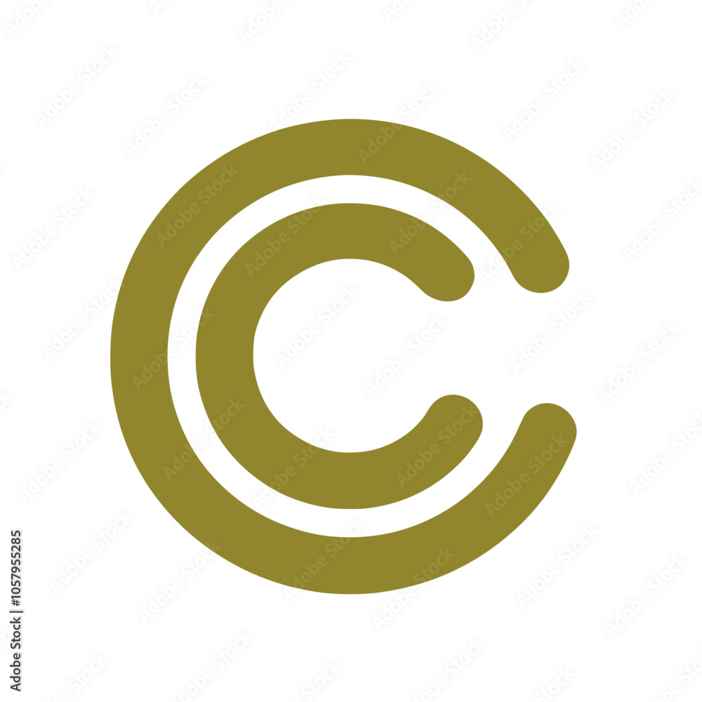 Fototapeta premium Stylized letter C logo in olive green. icon