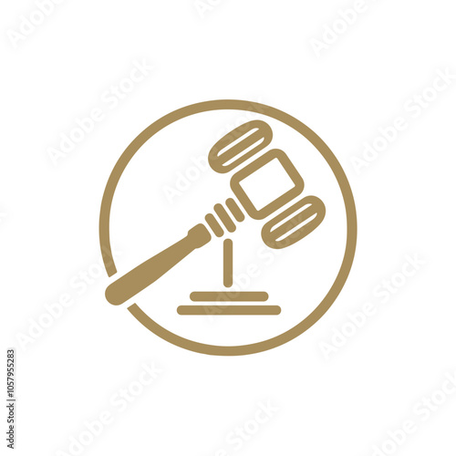 Justice symbol icon featuring a gavel and block representing legal authority
