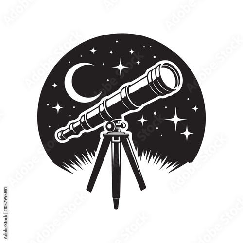 Telescope Silhouette Vector Illustrations - Perfect for Astronomy Designs