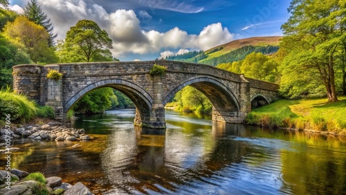 Medium shot of Pont Briwet Bridge over the Afon River Dwyryd photo