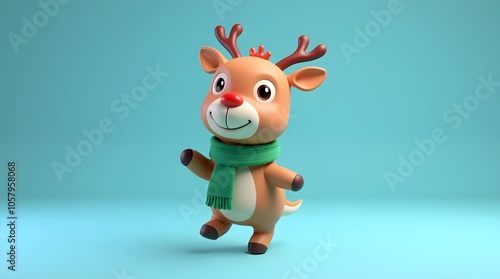 Christmas Theme Cute 3D Reindeer Rednose Rudolph Low Poly Festive Wallpaper Background Render Xmas